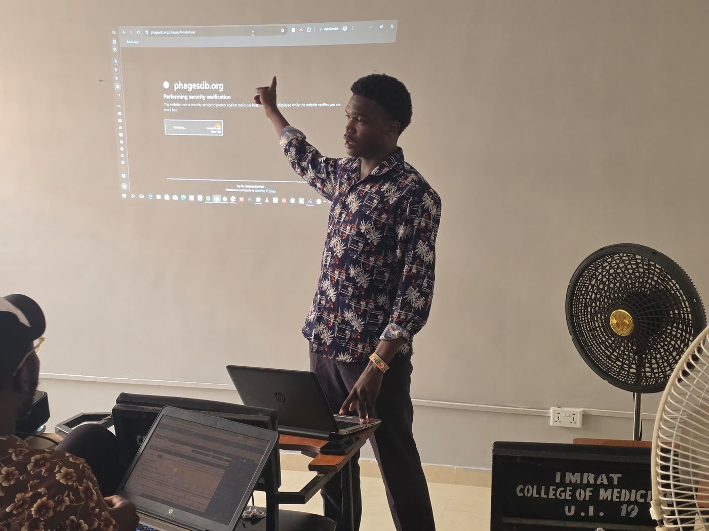An IBRT student leads a bioinformatics training session